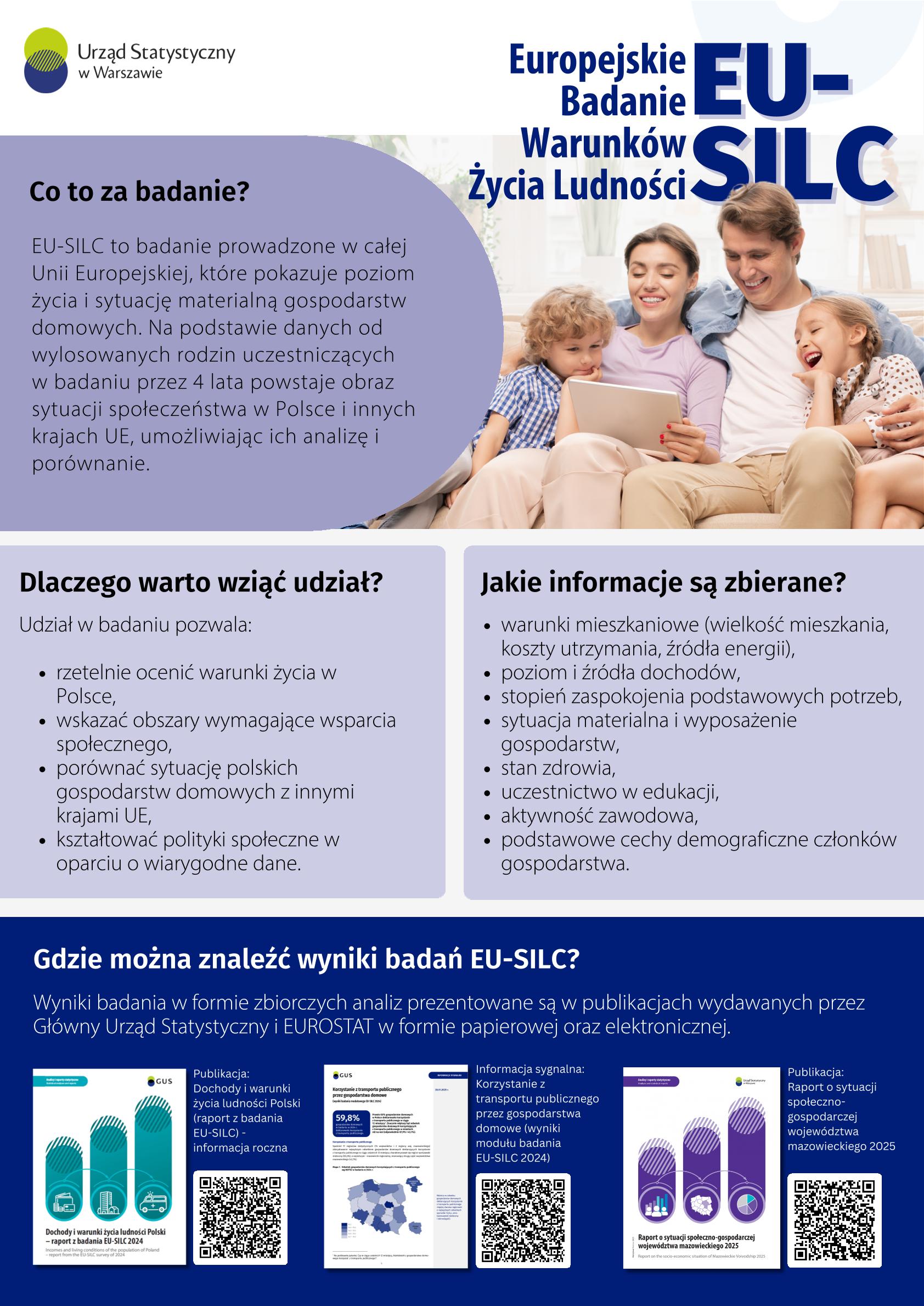 Plakat - Europejskie badanie warunków życia ludności (EU-SILC) - informacje w artykule